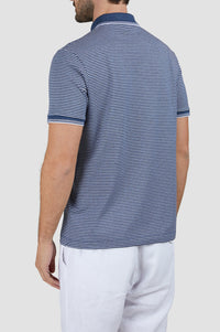 Striped button-up polo shirt - Blue & white