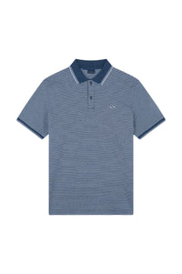 Striped button-up polo shirt - Blue & white