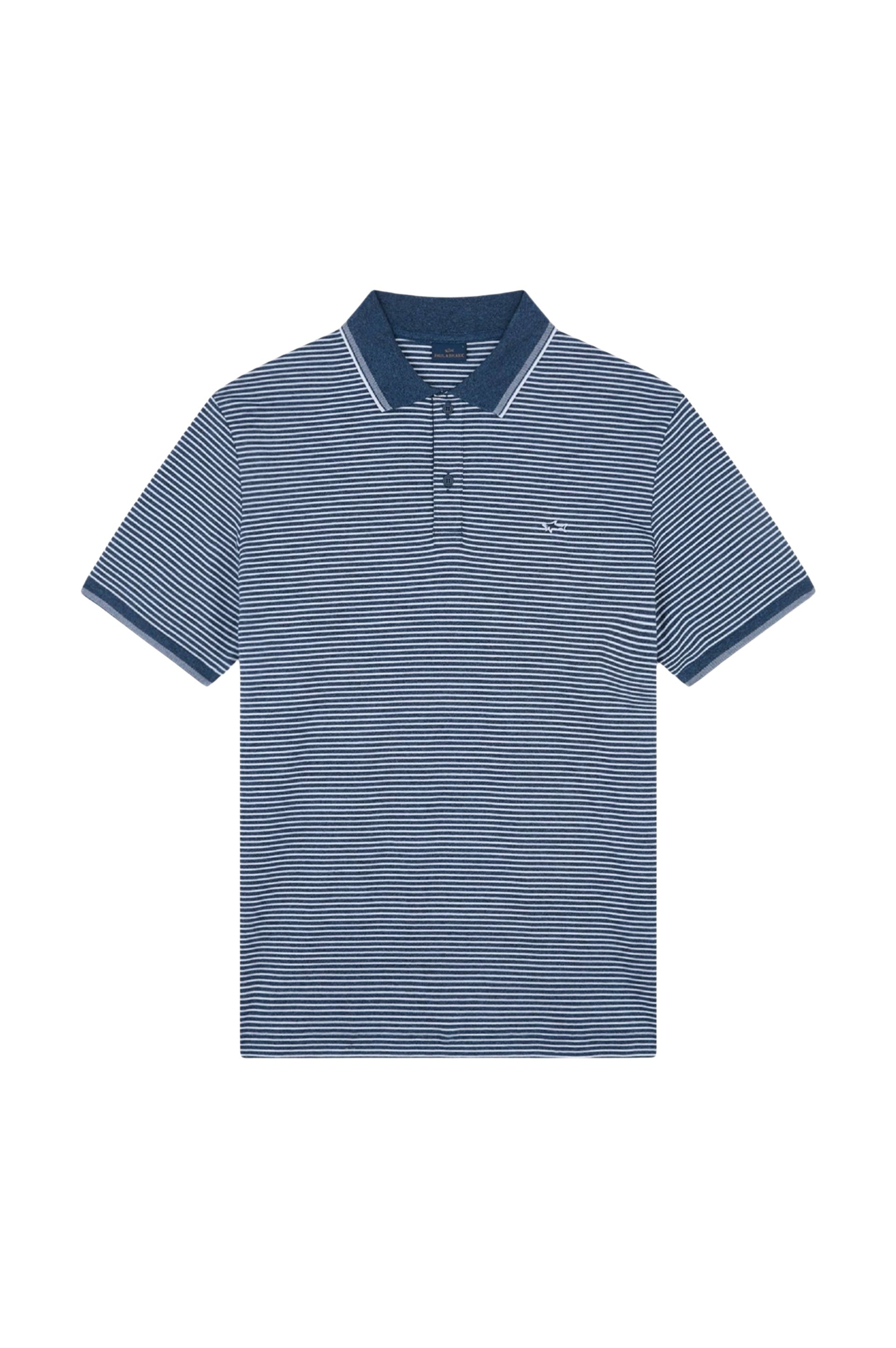 Striped button-up polo shirt - Blue & white