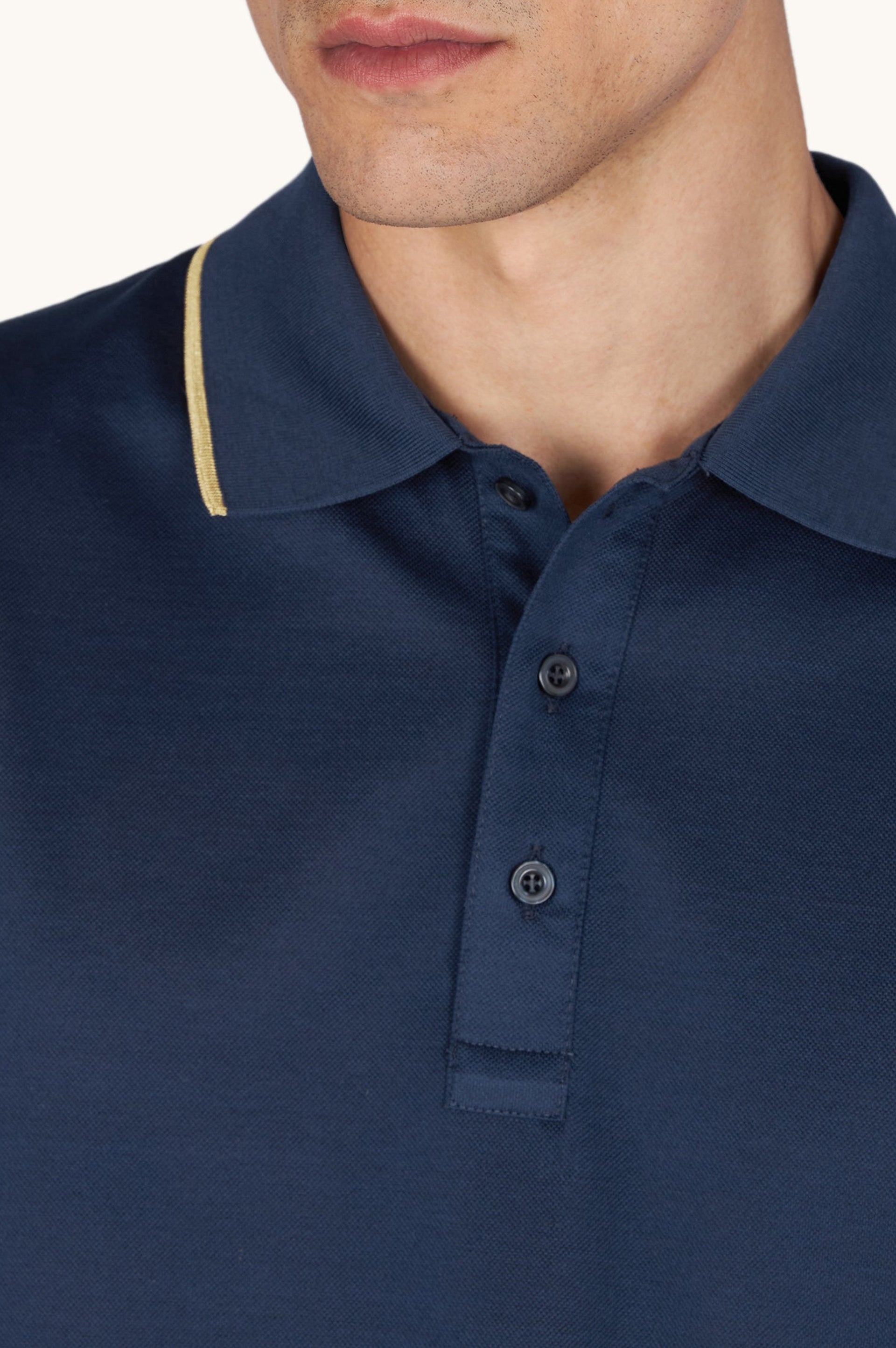Polo à liséré coloré - Bleu & or