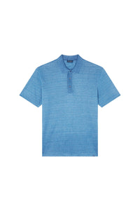 Polo boutonné en lin - Bluette