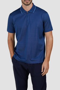 Zip-up polo shirt - Light blue & Air Force blue