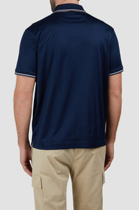 Button-down polo shirt - Blue chequered