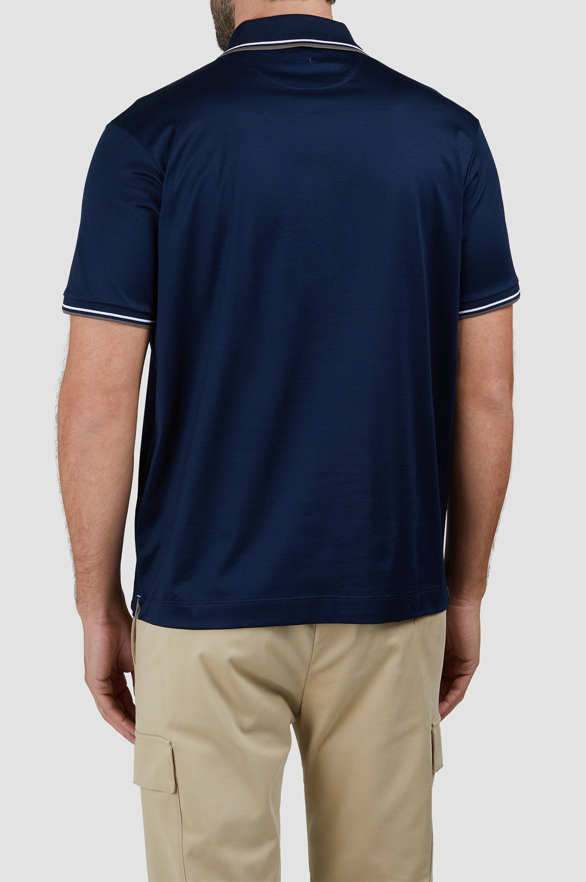 Button-down polo shirt - Blue chequered