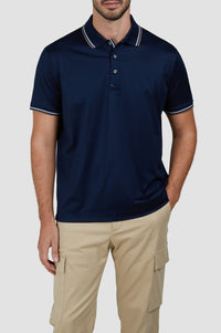 Button-down polo shirt - Blue chequered