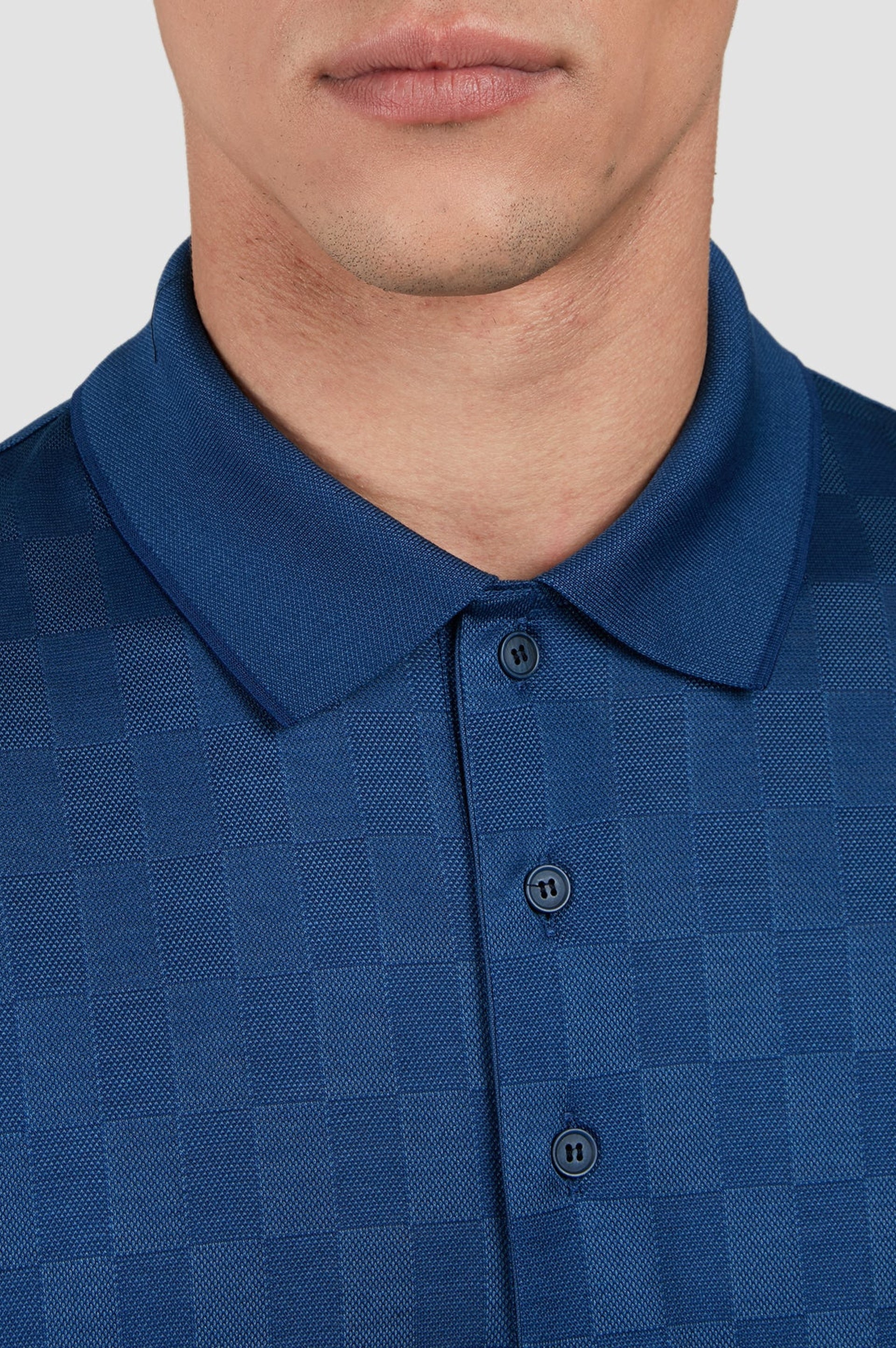 Polo boutonné à motifs - Bleu aviation & bleu