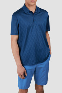 Polo boutonné à motifs - Bleu aviation & bleu