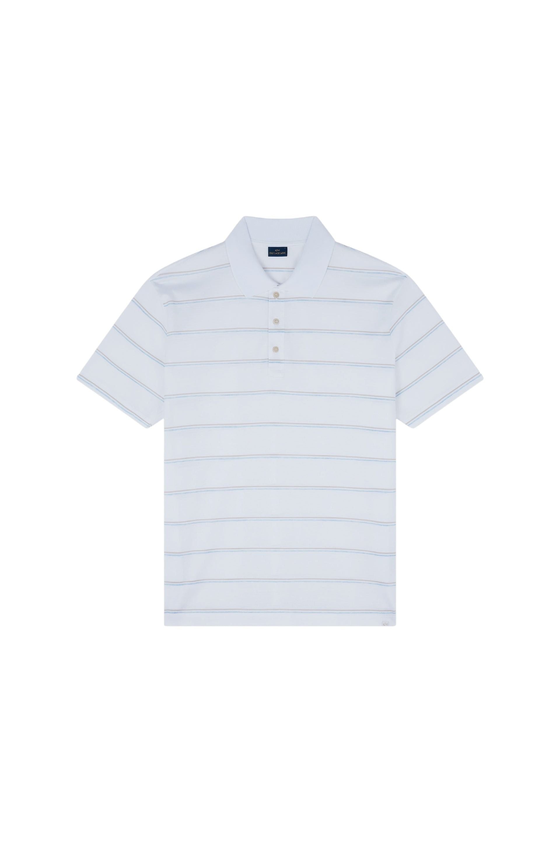 Polo boutonné et rayé - Bianco & Beige & Azzurro