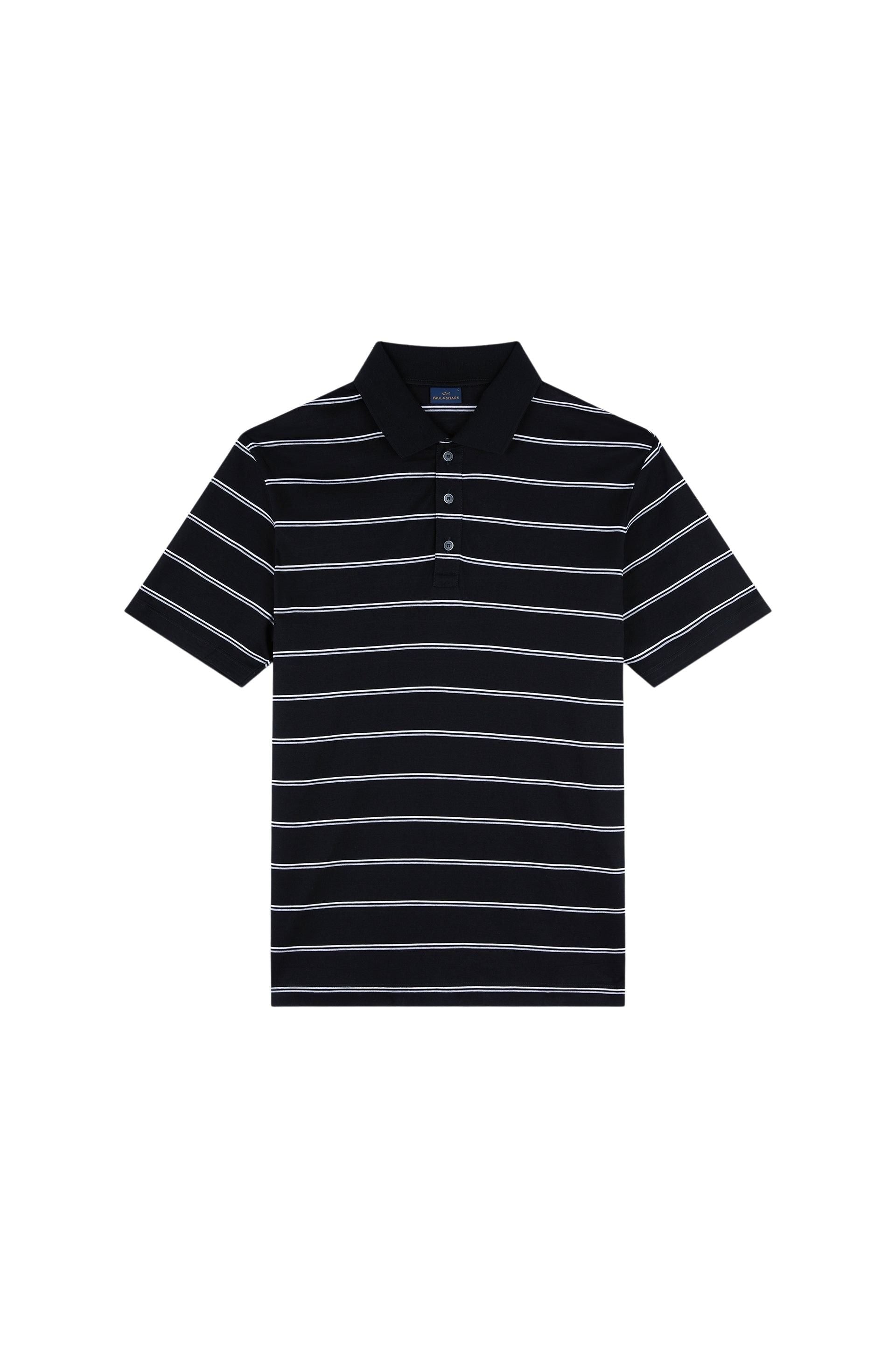 Polo boutonné et rayé - Nero & Bianco & Grigio