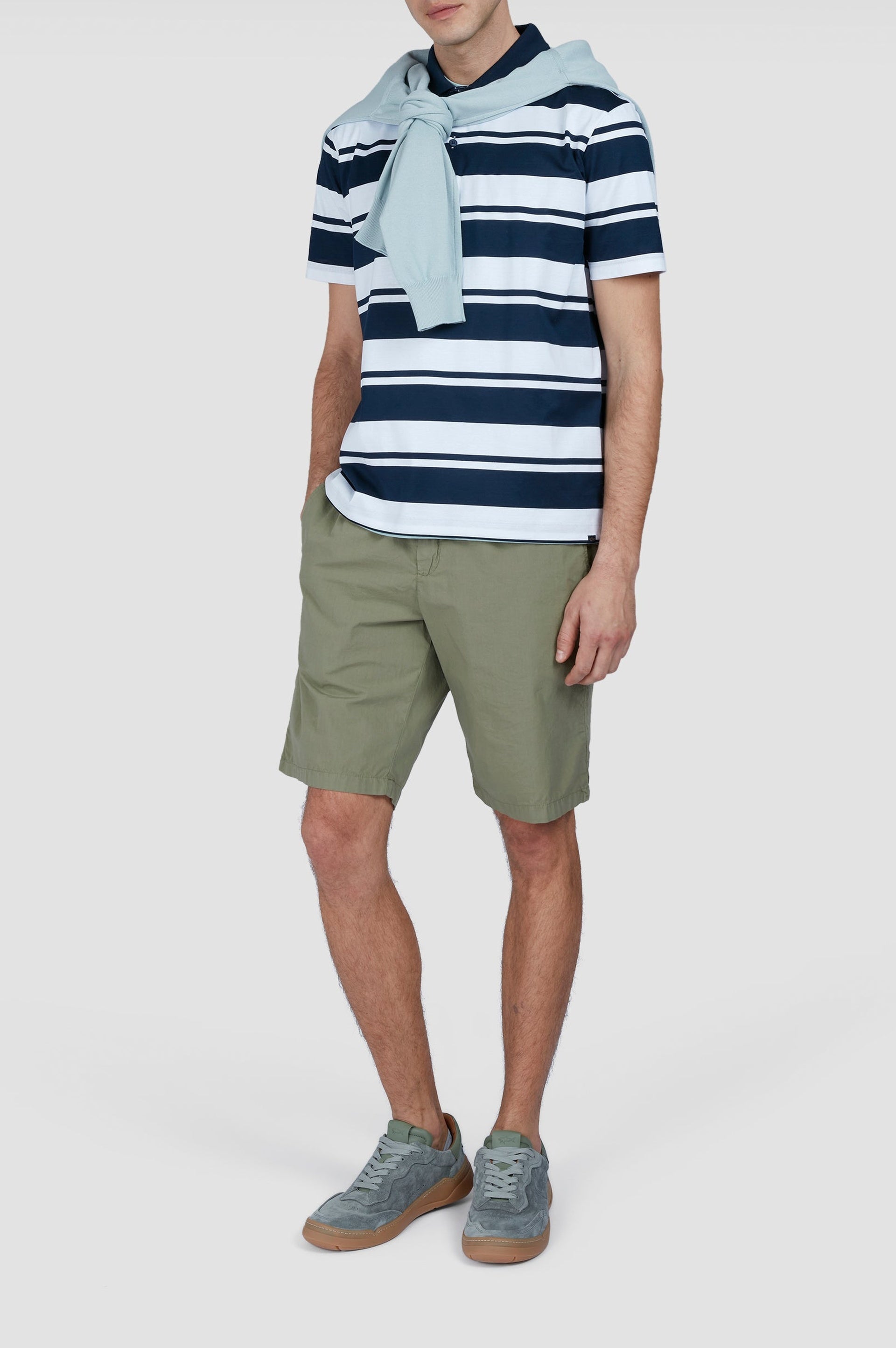 Polo à rayures bicolores - Blanc & bleu