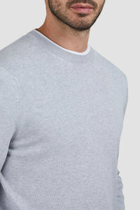 Silk crew-neck jumper - Dove grey