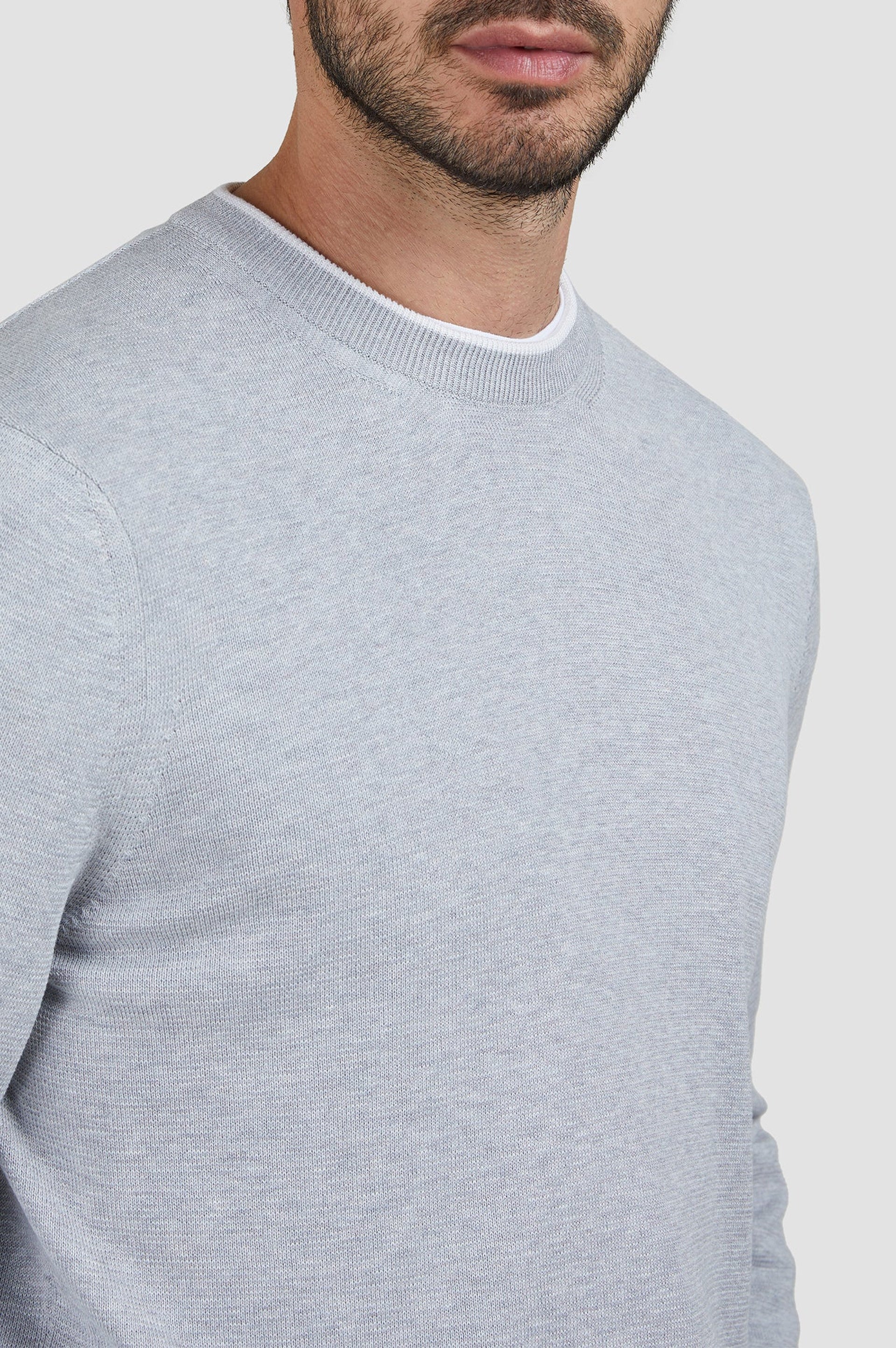 Silk crew-neck jumper - Dove grey