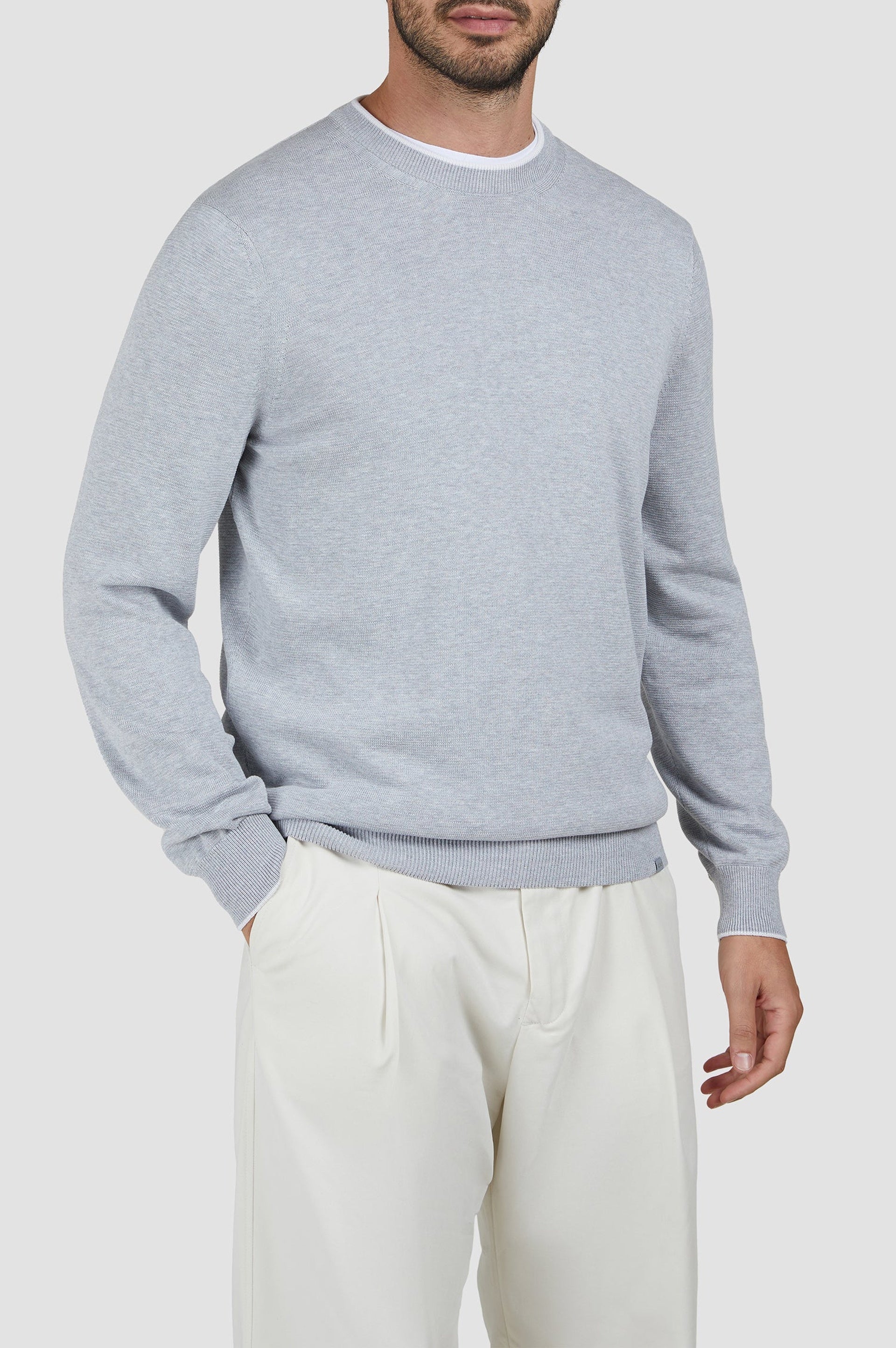 Silk crew-neck jumper - Dove grey