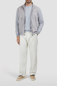 Silk crew-neck jumper - Dove grey