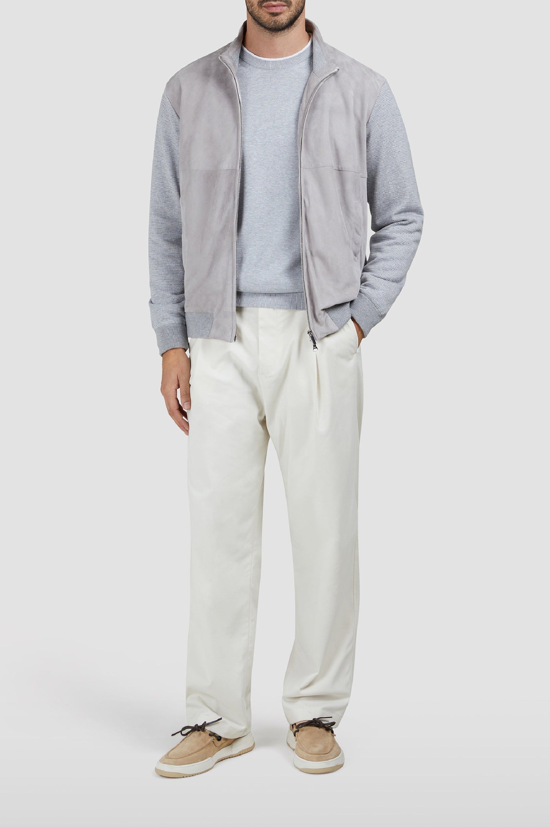 Silk crew-neck jumper - Dove grey