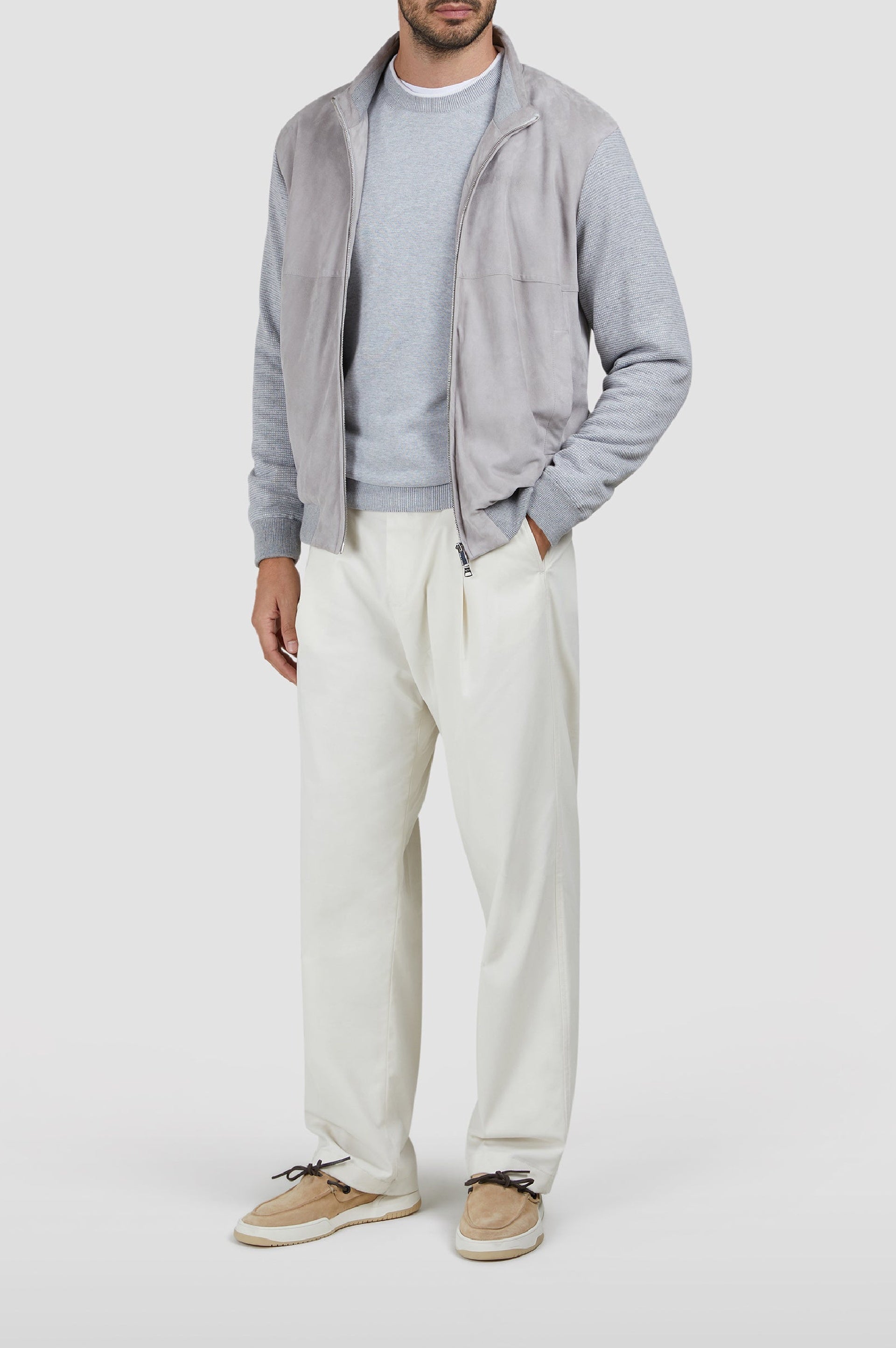 Silk crew-neck jumper - Dove grey