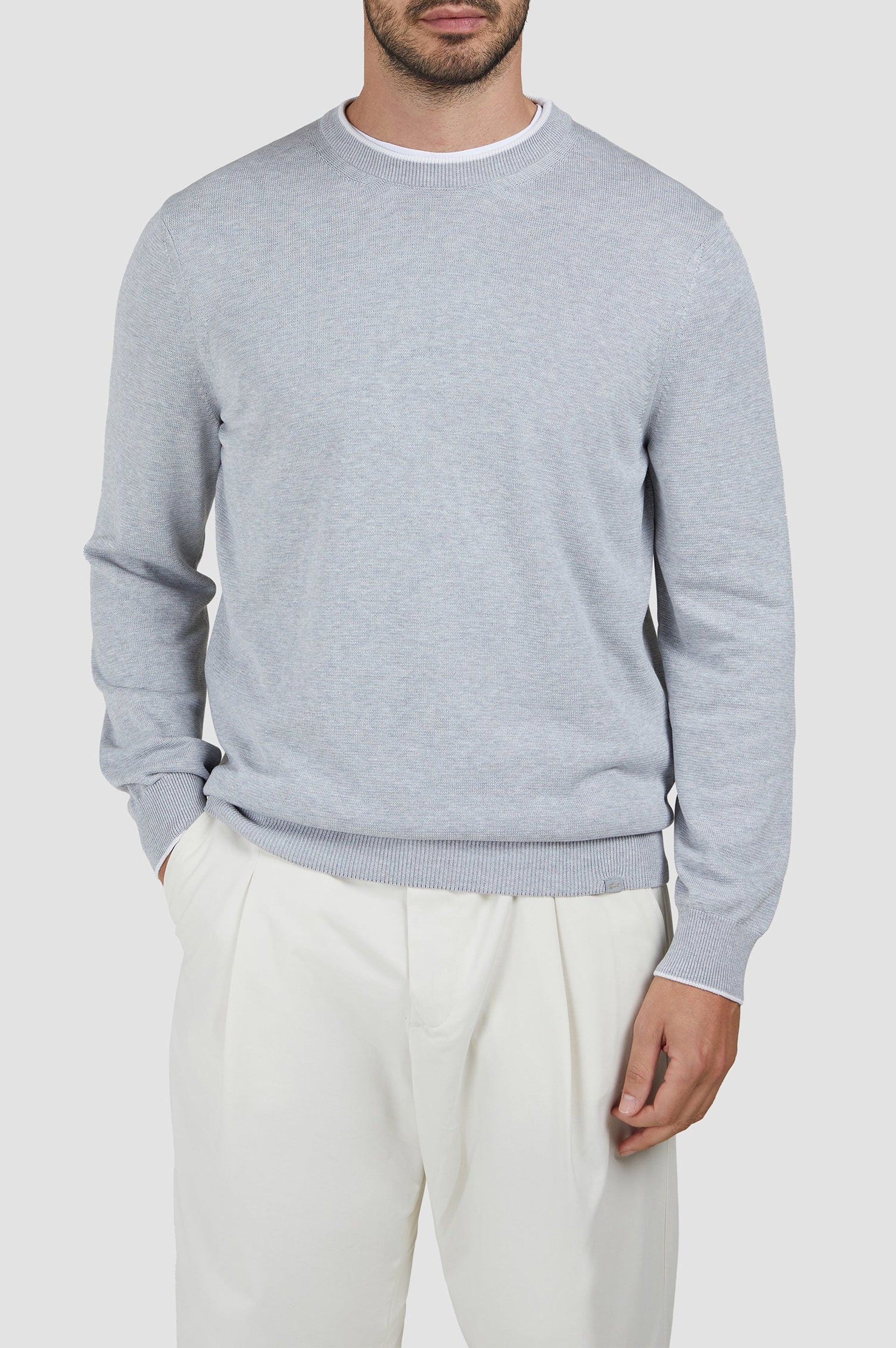 Silk crew-neck jumper - Dove grey