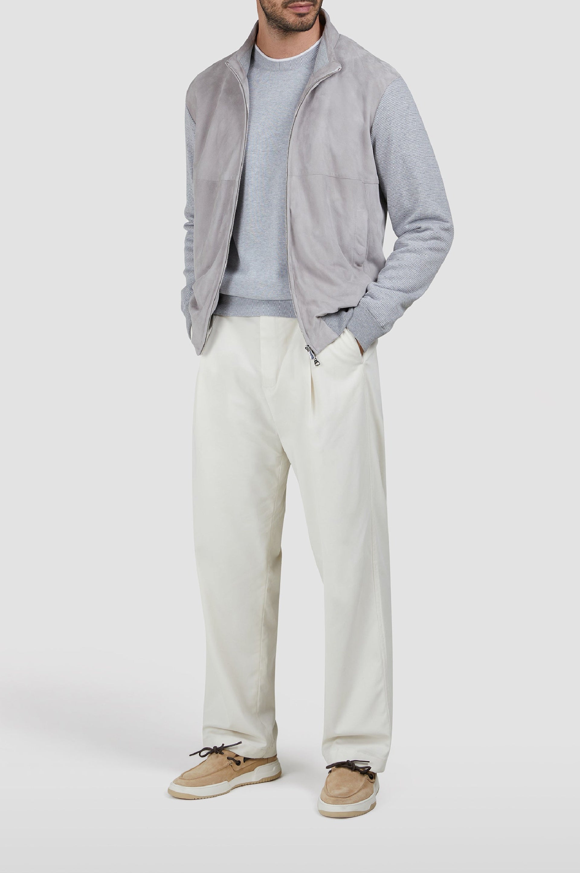 Silk crew-neck jumper - Dove grey