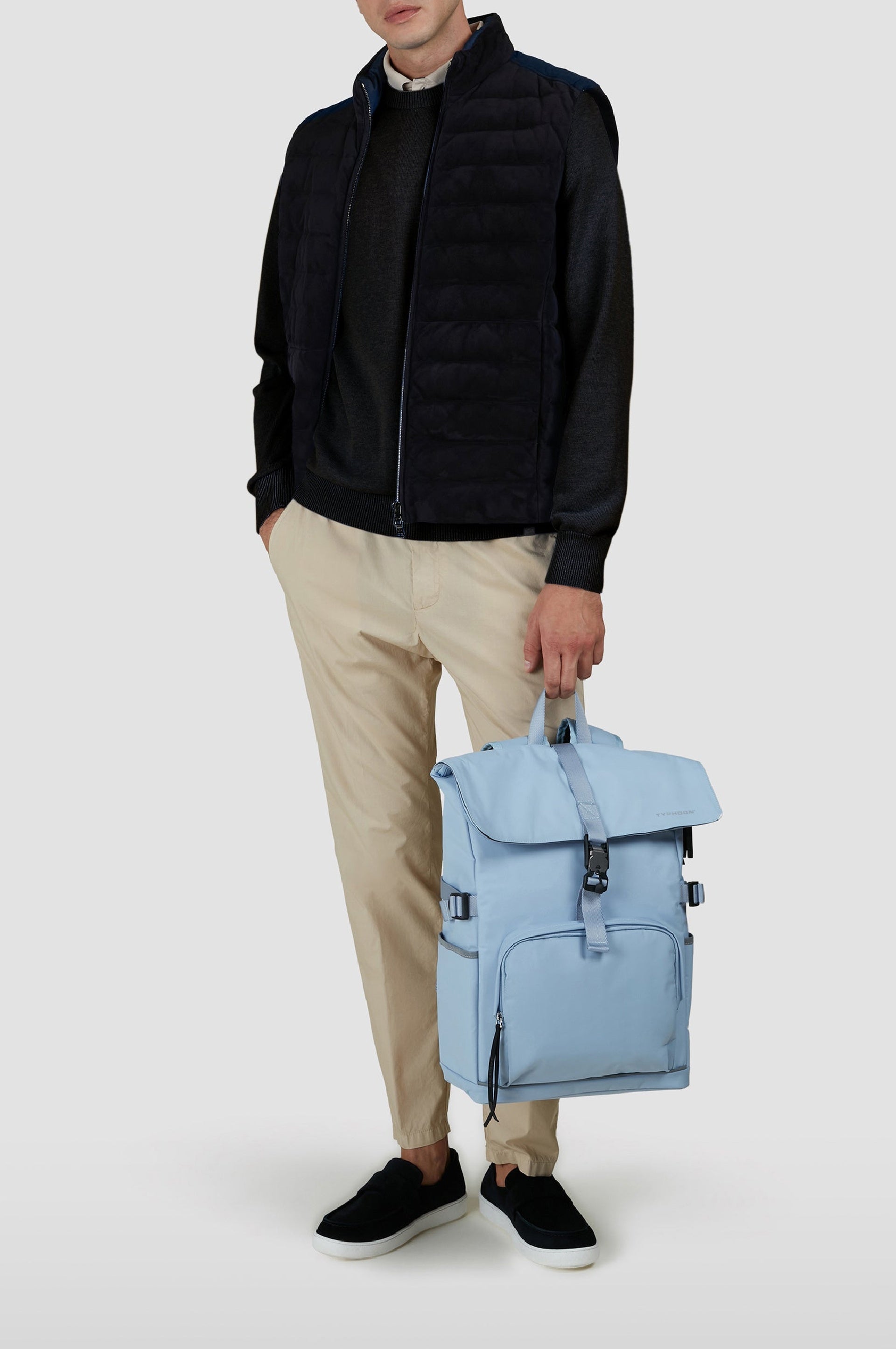 Pull à col rond - Bleu damier