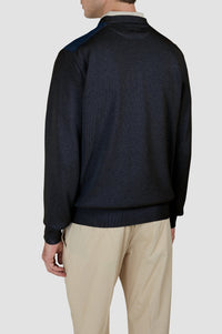 Pull à col rond - Bleu damier