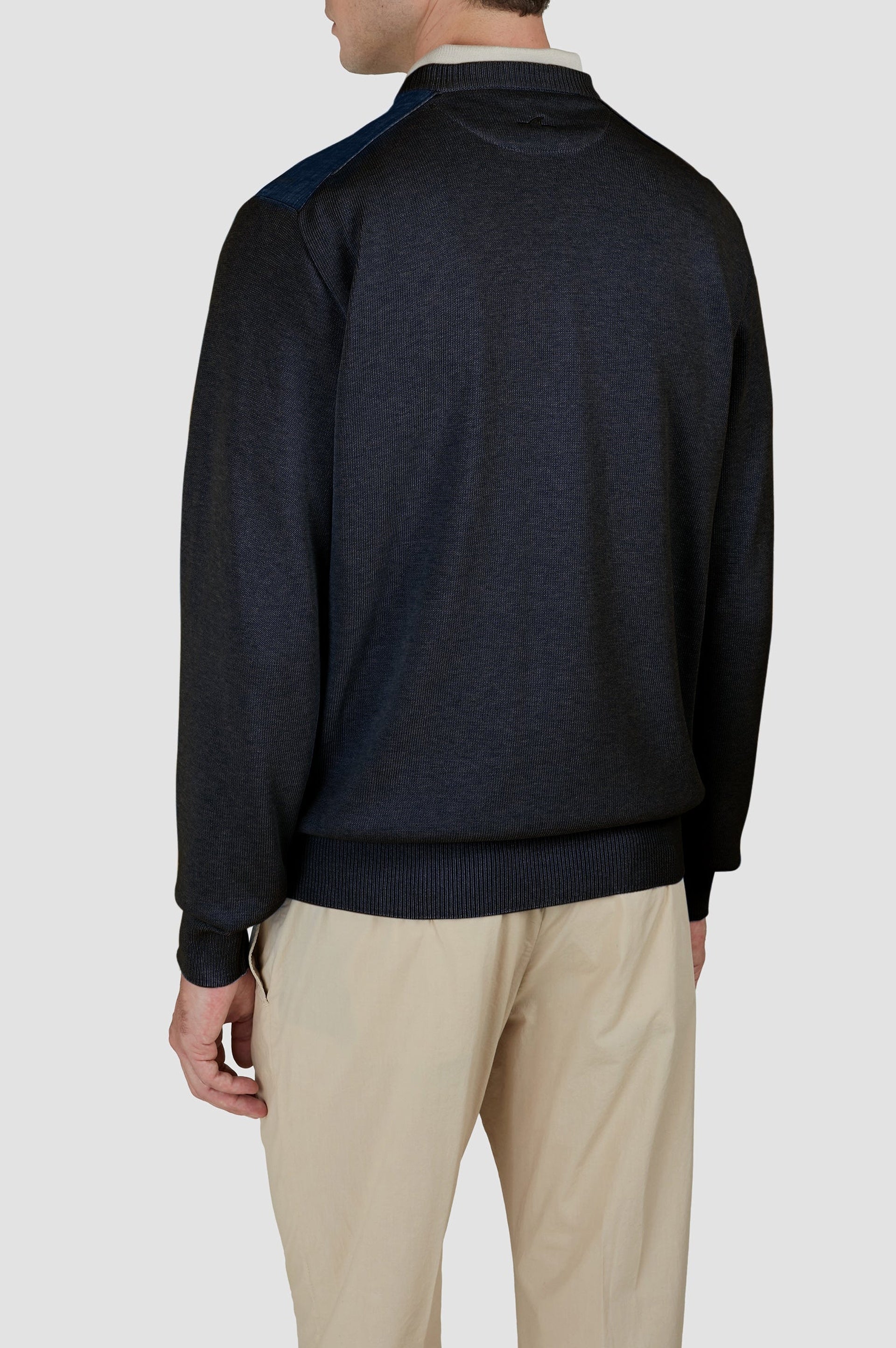 Pull à col rond - Bleu damier
