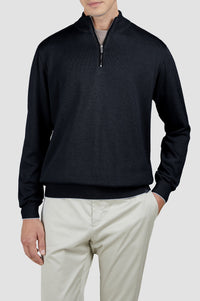 Pull à demi-zip - Bleu damier