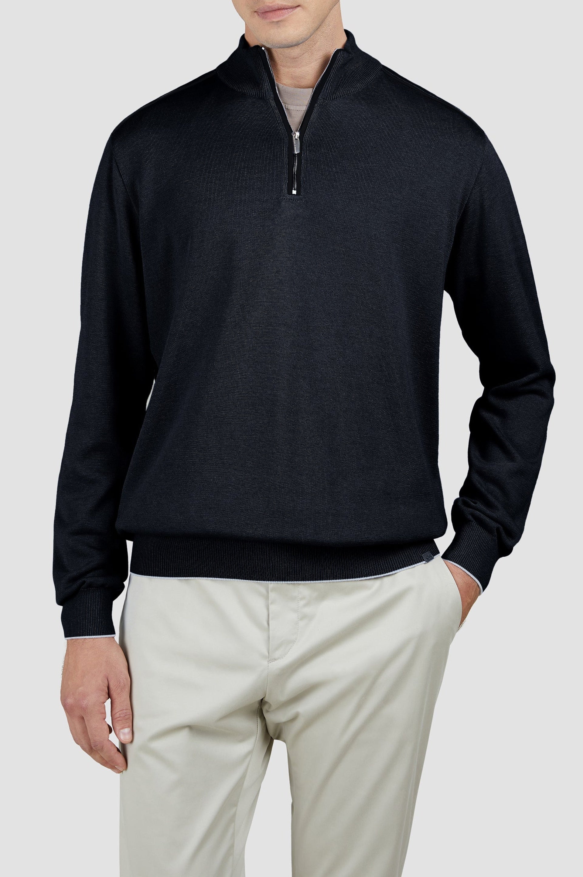Pull à demi-zip - Bleu damier