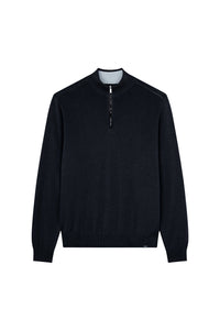 Pull à demi-zip - Bleu damier