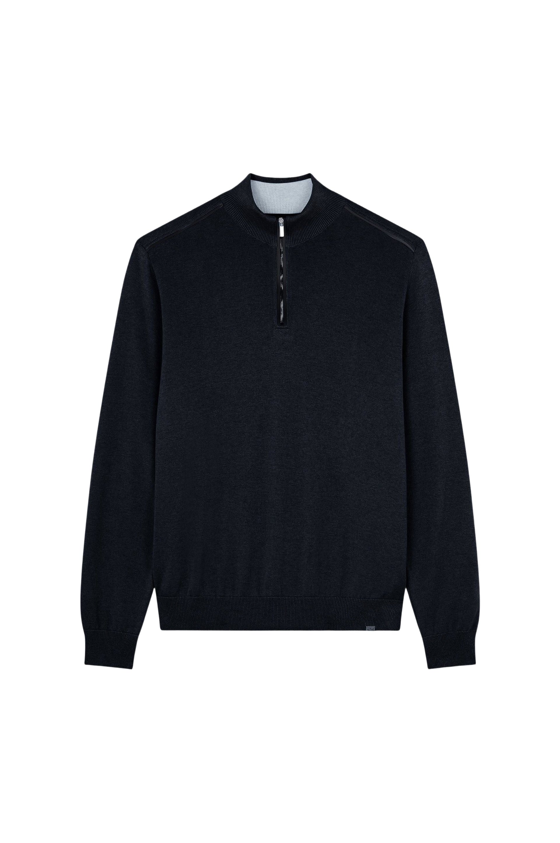 Pull à demi-zip - Bleu damier