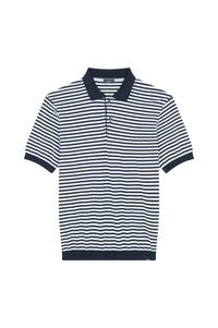 Polo marinière à bords contrastés - Blanc & bleu
