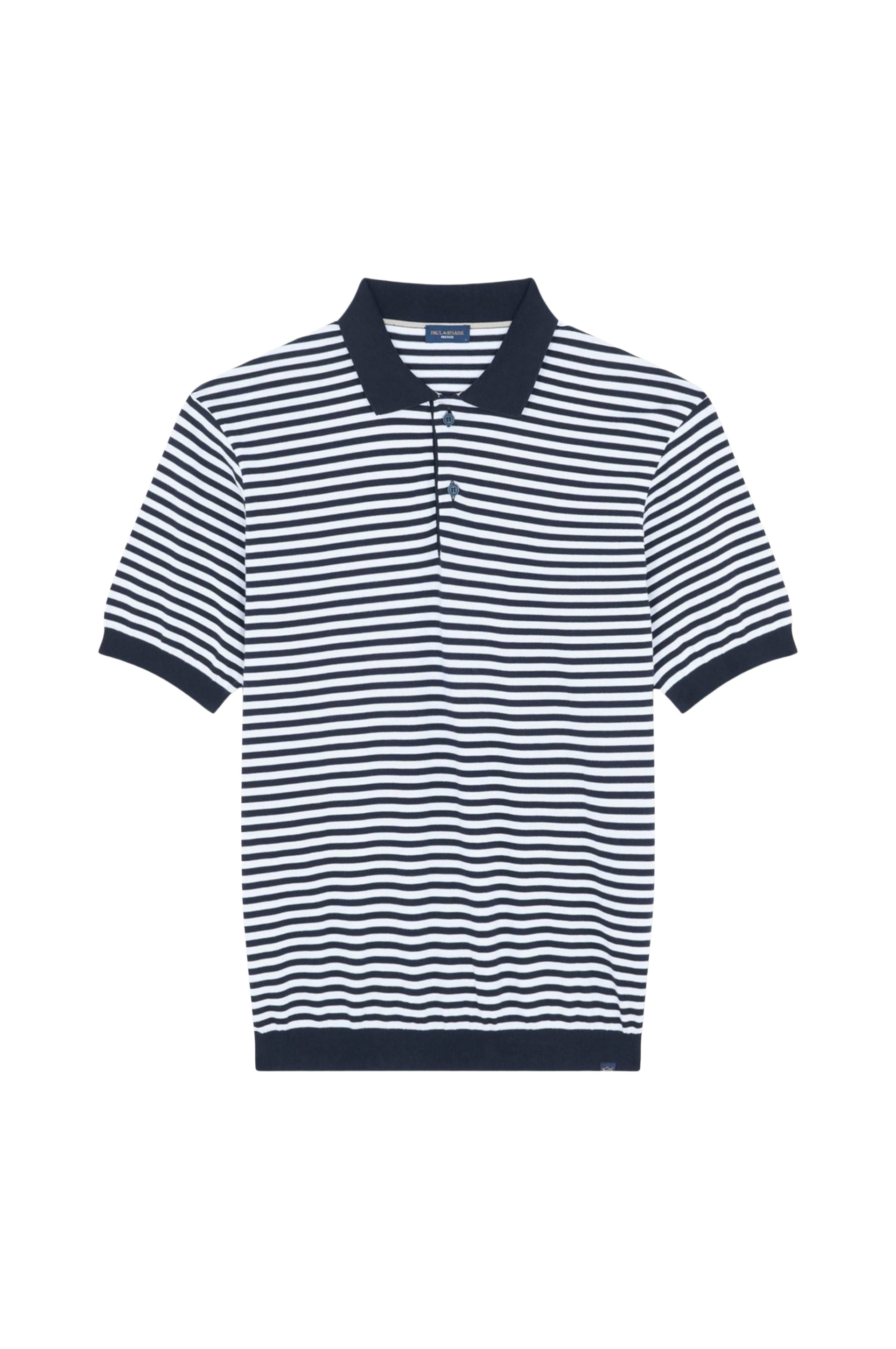Polo marinière à bords contrastés - Blanc & bleu