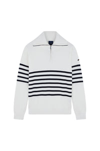 Pull rayé à demi-zip - Bianco & Blu