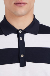 Polo à rayures en soie - Bleu & blanc