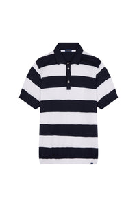 Polo à rayures en soie - Bleu & blanc