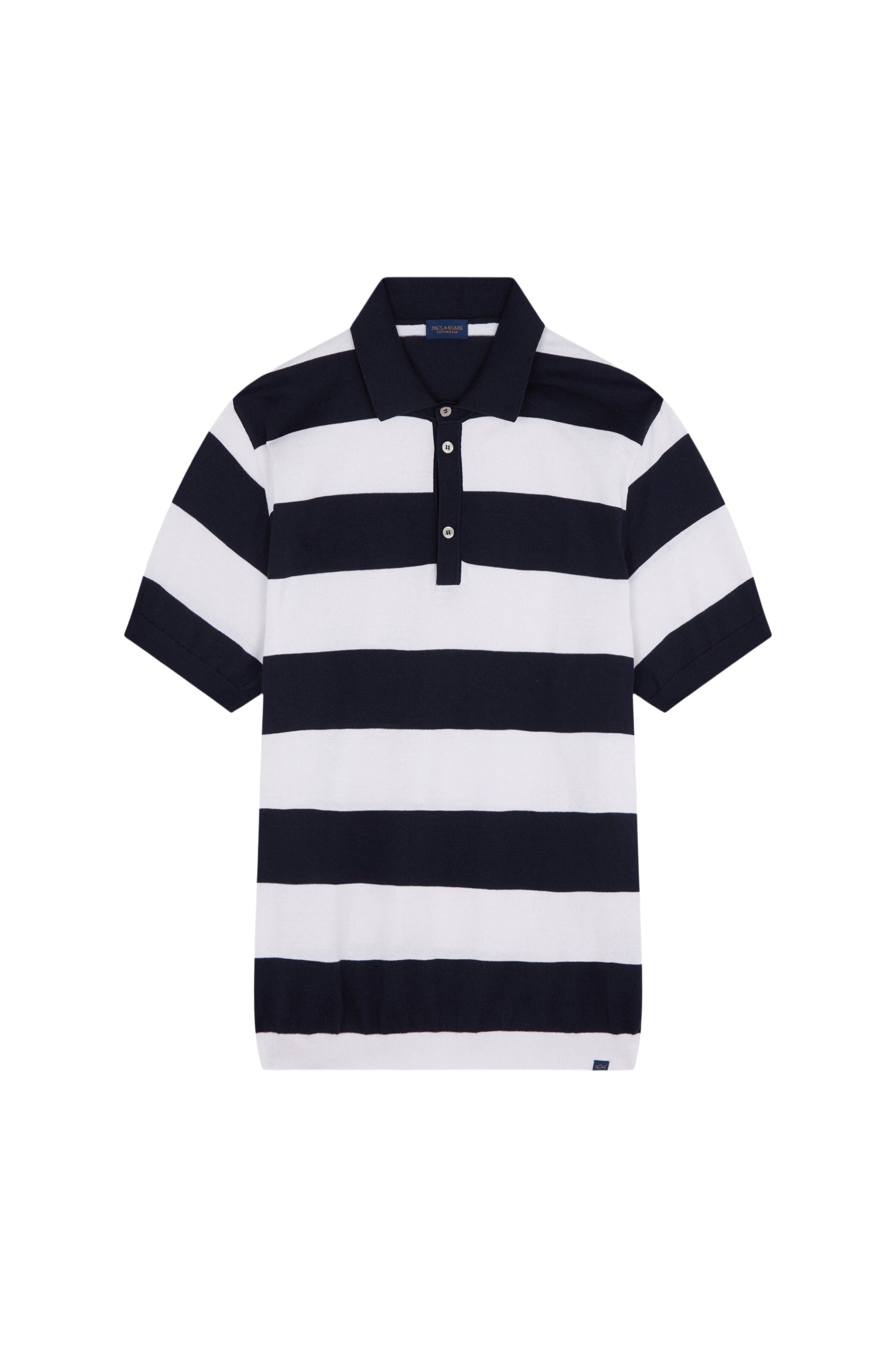 Polo à rayures en soie - Bleu & blanc