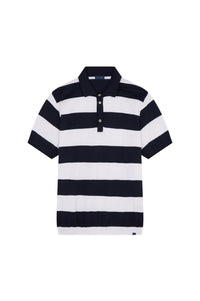 Polo à rayures en soie - Blu & Bianco