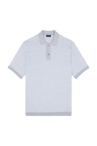Blended silk polo shirt - White & Grey