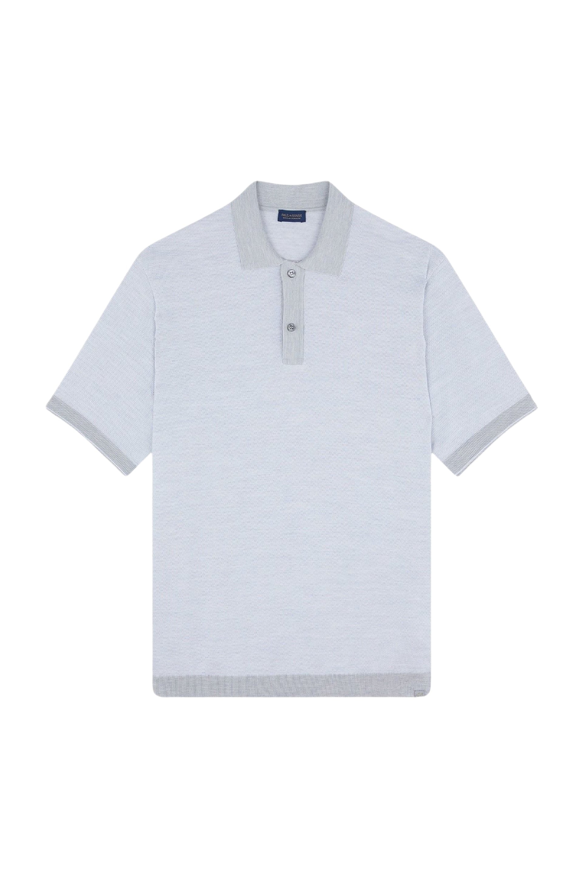 Blended silk polo shirt - White & Grey