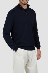 Silk half-zip jumper - Blue check
