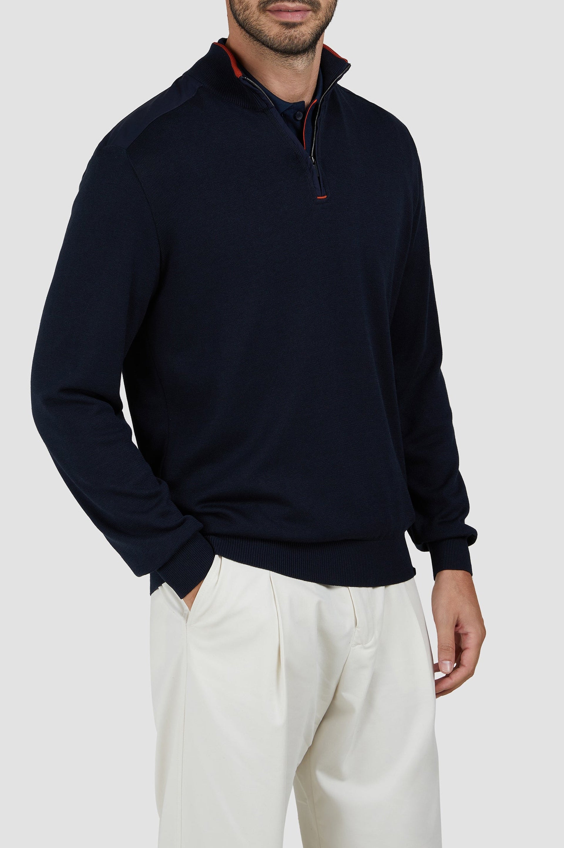Silk half-zip jumper - Blue check