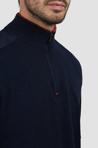 Silk half-zip jumper - Blue check