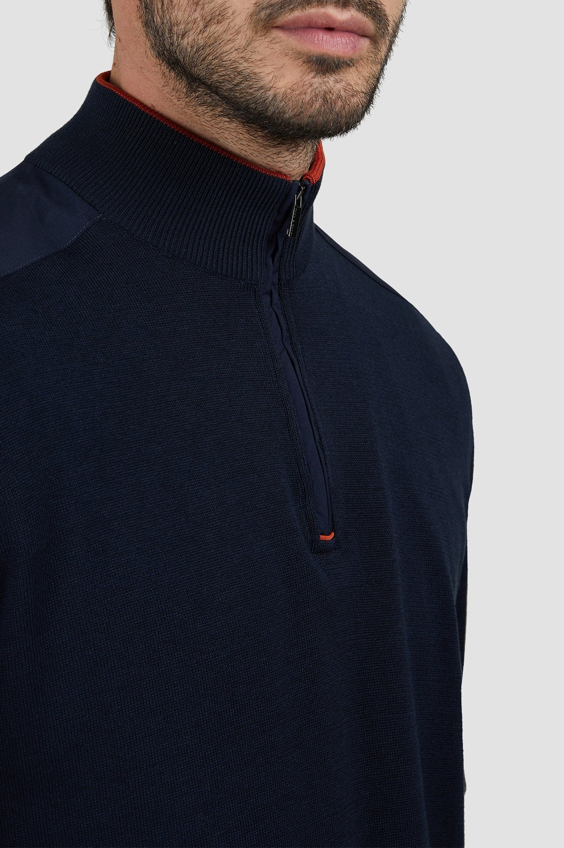 Silk half-zip jumper - Blue check