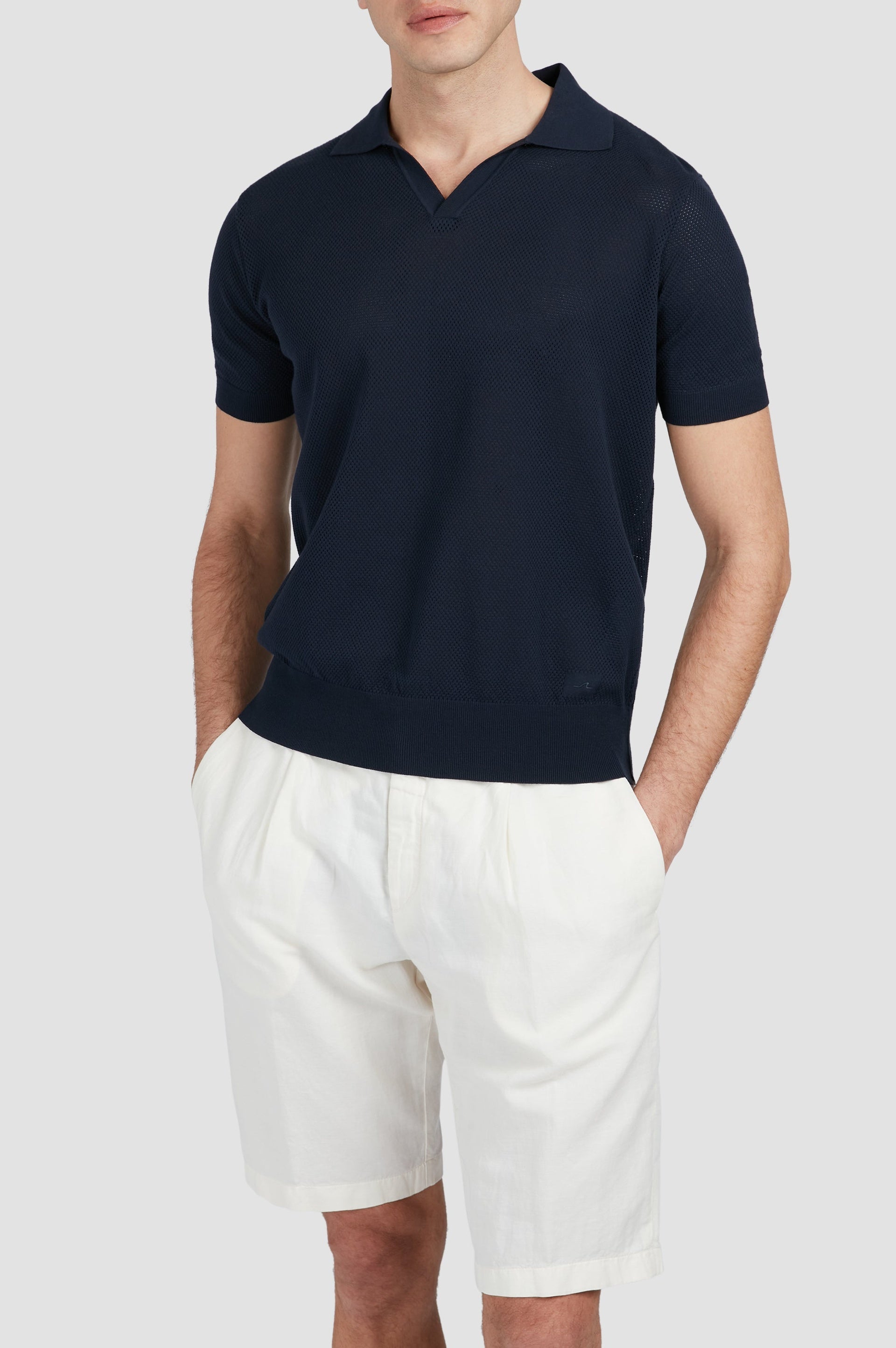 Pull Riviera à col en V - Bleu damier