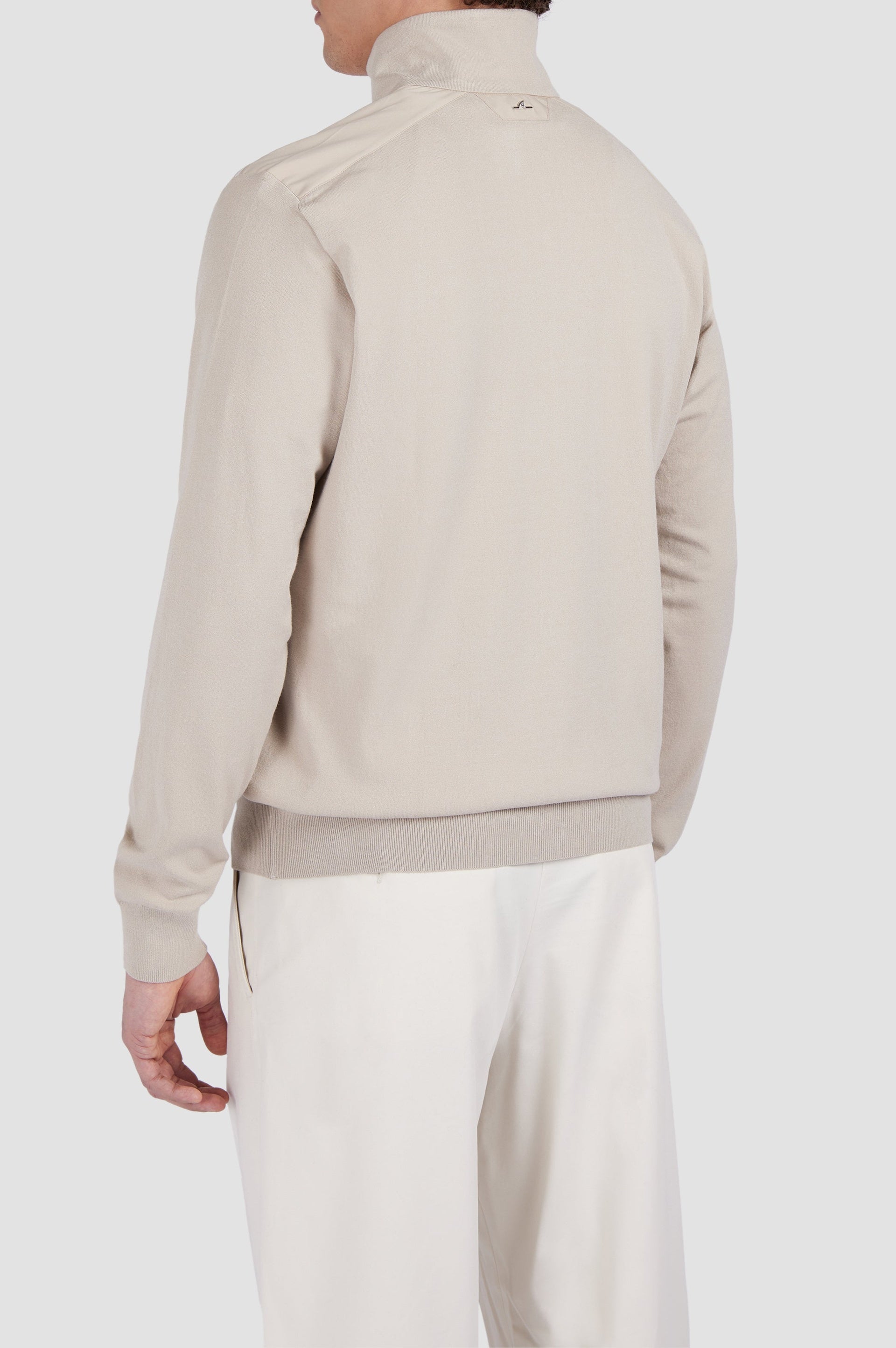 Long-sleeved half-zip jumper - Beige