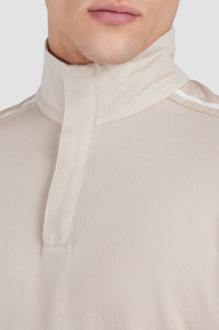Long-sleeved half-zip jumper - Beige