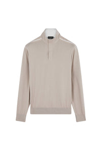Pull à demi-zip et manches longues - Beige