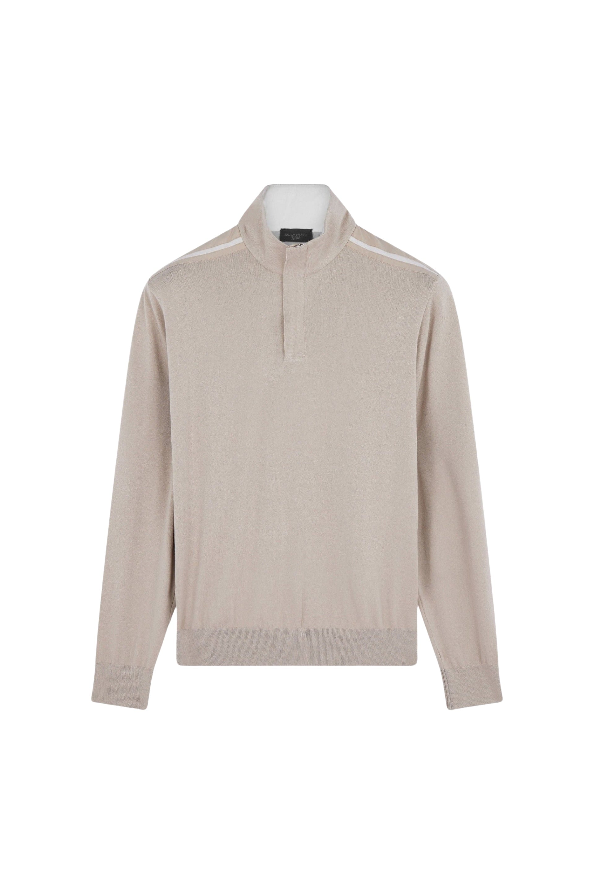 Long-sleeved half-zip jumper - Beige