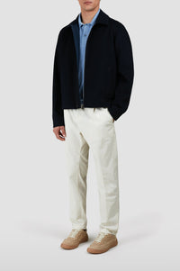 Short-sleeved knitted polo shirt - Aviator blue & tartan