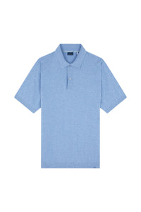 Short-sleeved knitted polo shirt - Aviator blue & tartan