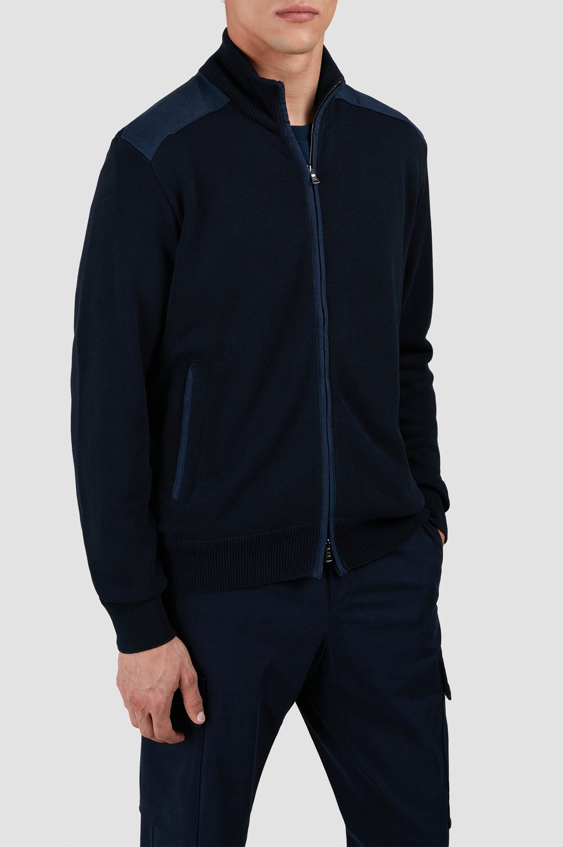Zip-up waistcoat - Blue chequered